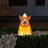 Halloween Window Display Lighted Dog Statue Ornament for Outdoor Yard Decor, Waterproof Puppy Sculpture Festive Lawn Decorations with Warm Light Porch