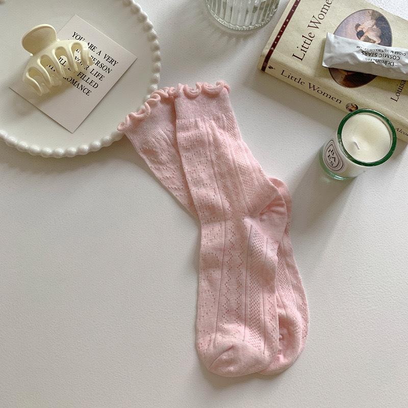 Sexy Lace Girl Summer Net Socks, School-style Sweet Girl Pile Socks, Calf Socks