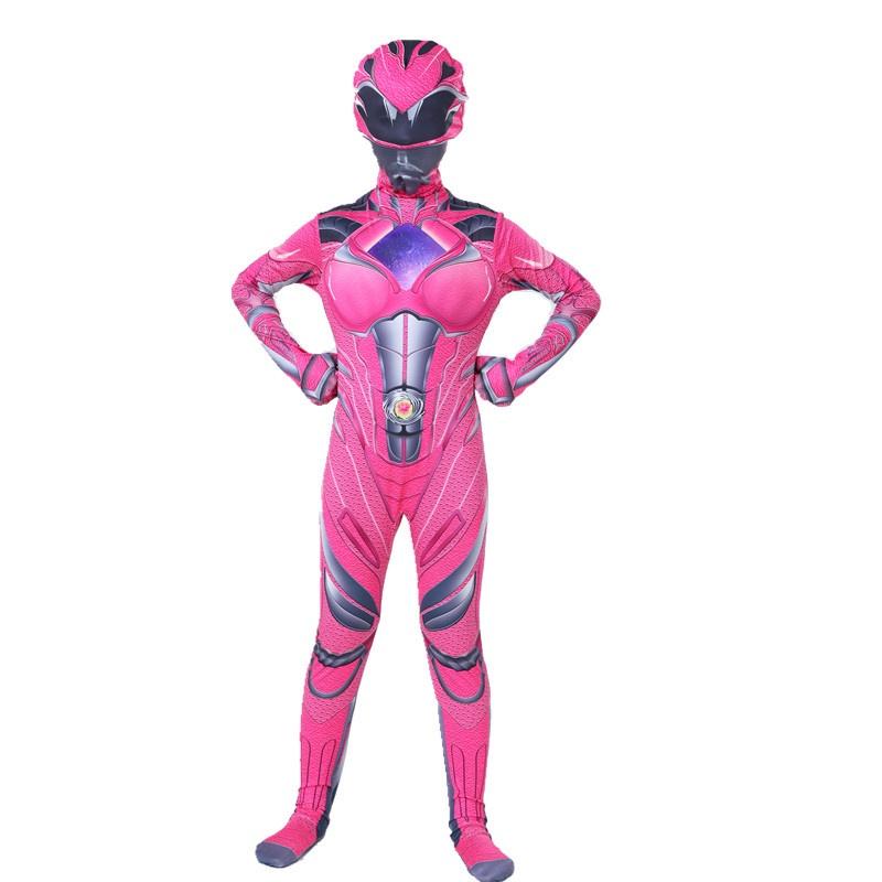 Power Rangers Mecha Five Beast Halloween Cosplay Costume Adults Kids Superhero Jumpsuits Bodysuits 150cm розовый