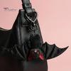 Versatile Keychain 1/2/3Pcs Pendant, Black Alloy Spring Buckle Key Chain, Double-Layer Plush Bat Denim Bag Charm Wings Holder, Goth Style Red