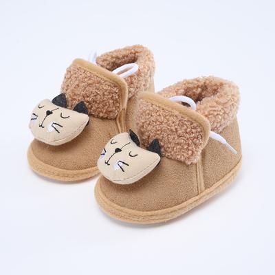 Nuevos y lindos zapatos de dibujos animados para bebés y niños pequeños, suela suave, antideslizantes, zapatos para bebés de 0 a 1 años, zapatos de algodón con suela de tela para otoño e invierno