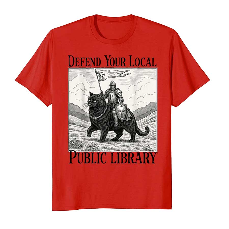 Защити свою местную публичную библиотеку Забавный Кот-Рыцарь Футболка Мужская Женская 100% Хлопок Футболки С Коротким Рукавом Топы P431 4XL