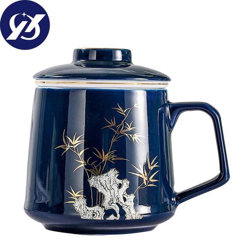 Keramický oddělovací šálek na čaj Porcelánové ručně malované šálky s filtrem Kreativní barevná glazura Kancelářský hrnek na vodu Nádobí na pití