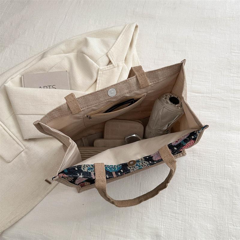 Linen Bag Hand-painted Cotton Sacks Jute Portable Imitation Sacks Linen Bags Shopping Bags Laminated Bags