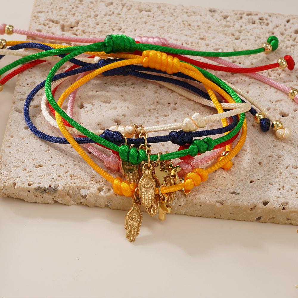 Bohemian Colorful Gold Palm Hand Chain - Fashionable Niche Jewelry Design