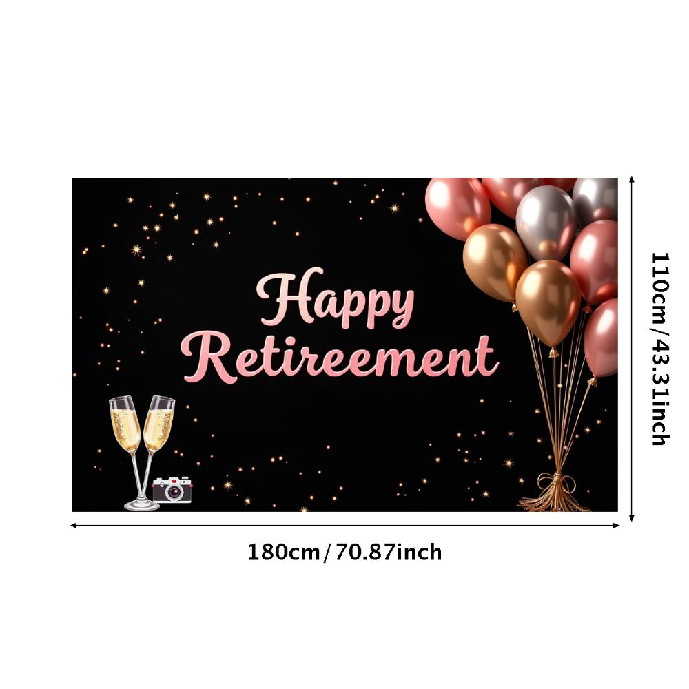Happy Retirement Banner Balloons Retirement Theme Party Celebration Decoration Backdrop Photography Background Prop Wall Poster