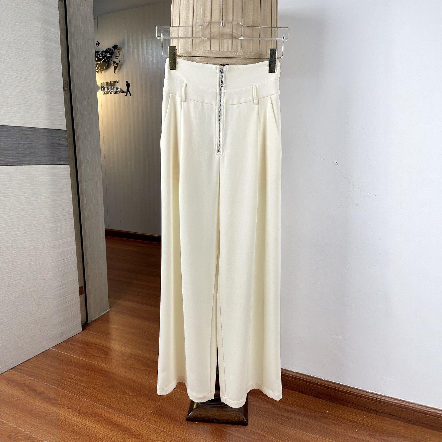 

Women s High-Waisted Loose Wide-Leg Floor-Length Casual Pants Medium білий/абрикосовий