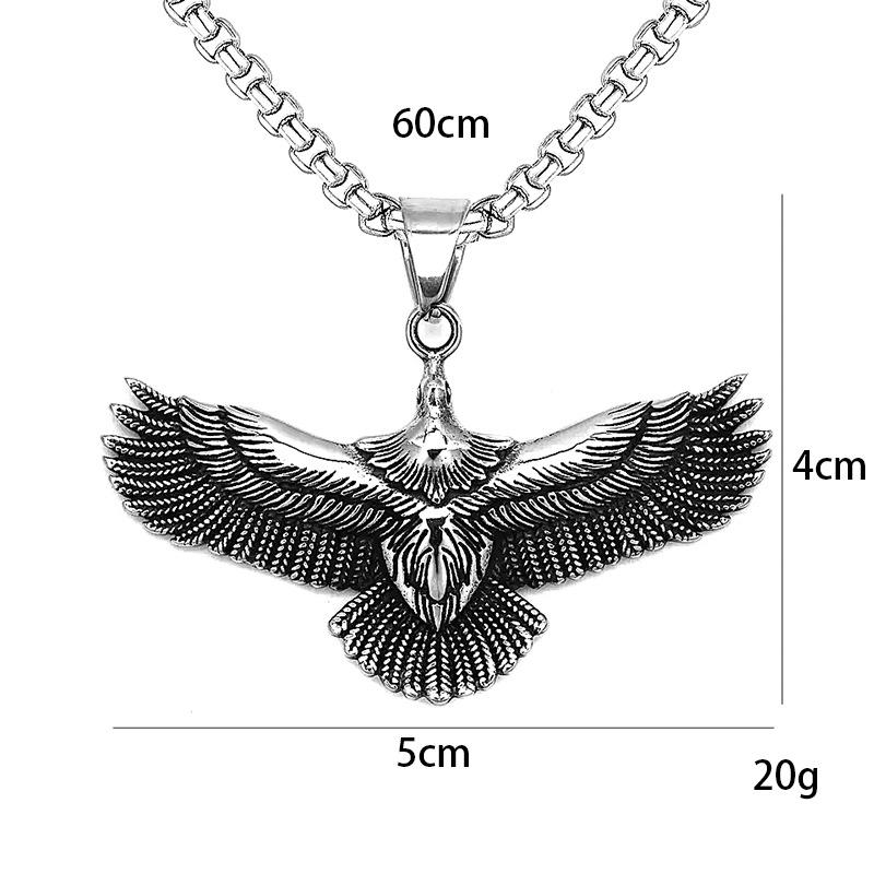 Retro Punk Titanium Steel Polished Blackened Eagle Pendant Necklace Men Personality Trendy Jewelry Accessory