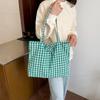 Korean Plaid Canvas Shoulder Bag - Trendy, Literary Style for College Students