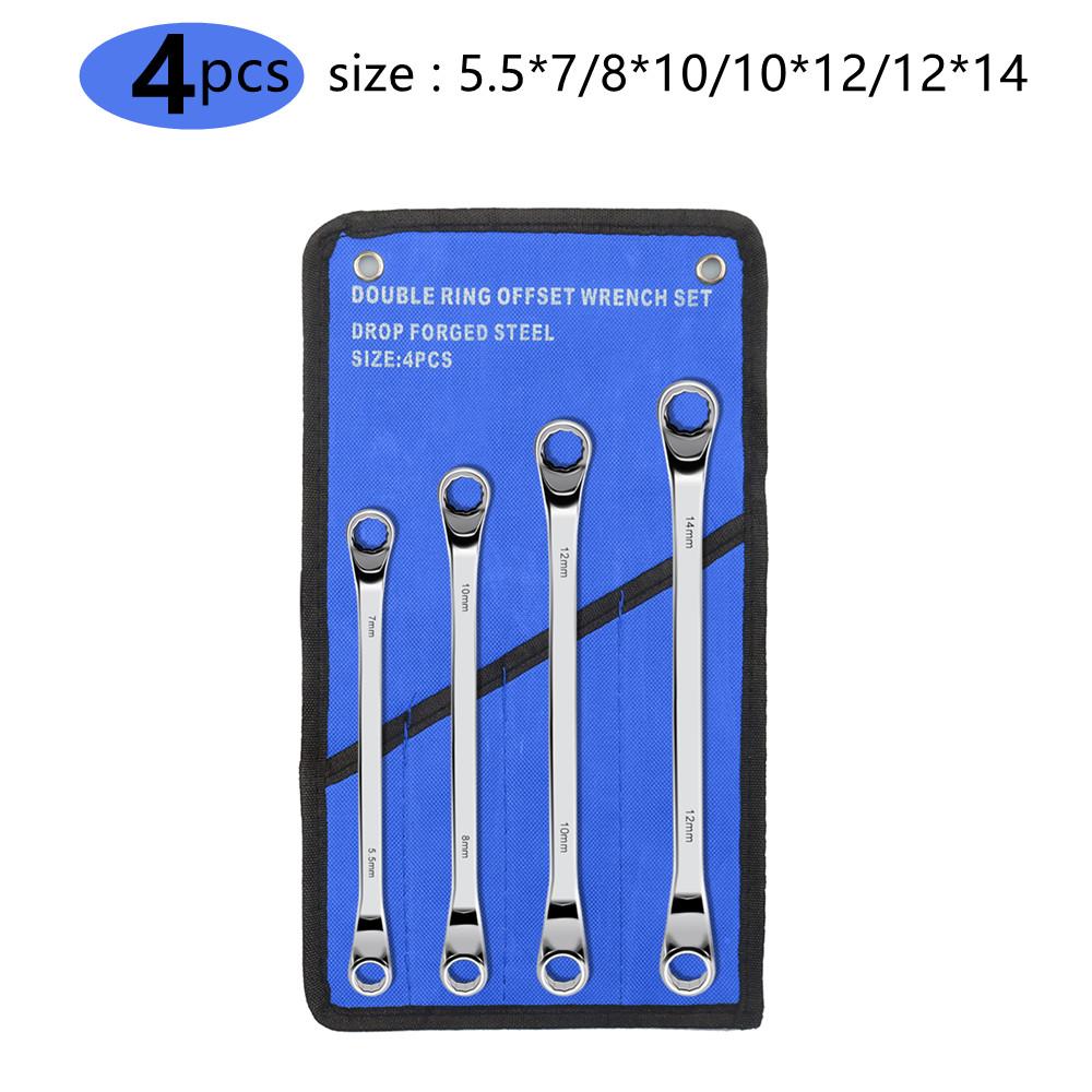 

Набор гаечных ключей с изогнутым торцом, метрические, 45 градусов, углеродистая сталь, HRC38-45, длинные гаечные ключи с двойным кольцом и чехлом на роликах