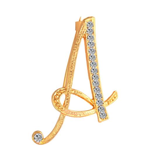 1 Pc Fashion Unisex Rhinestone English Letters Alphabet A-Z Brooch Pin Ornament