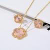 Top Quality Women Girls Five Leaf Flower Set Necklace Earrings Fashion Luxury Natural Stone Shell Set High Quality Zircon Gifts