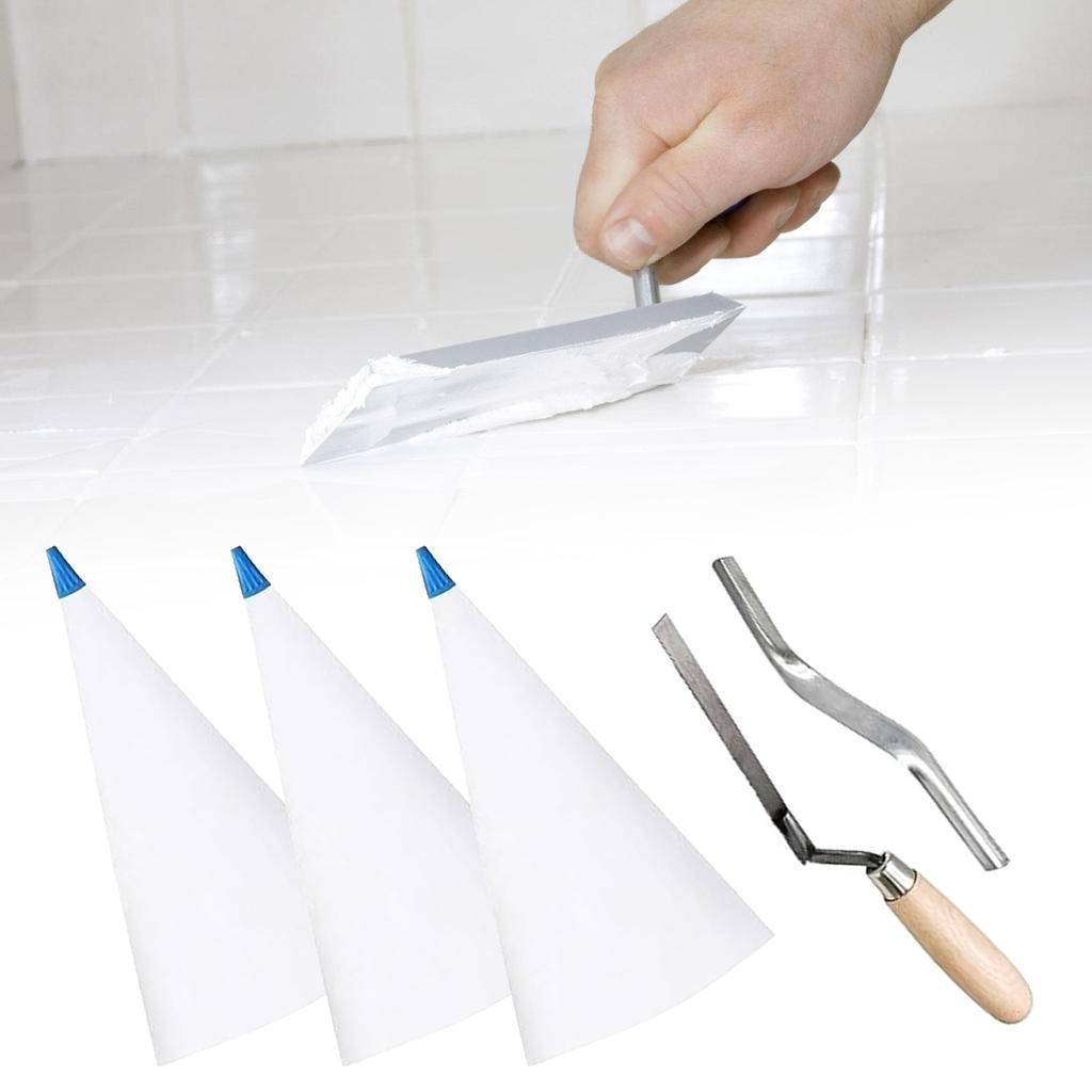 Přenosné sady spárovacích tmelů s cukrářskými sáčky, spárovací kostkou a spárovacími špičkami pro instalaci dlaždic, PVC zednické nářadí