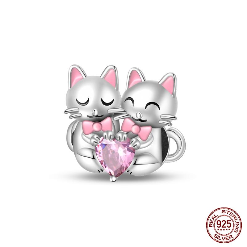 Copper Romantic Couple Rose Valentine'S Day Charms Beads Fit Qikaola Original Bracelets Fine Diy Jewelry Gifts