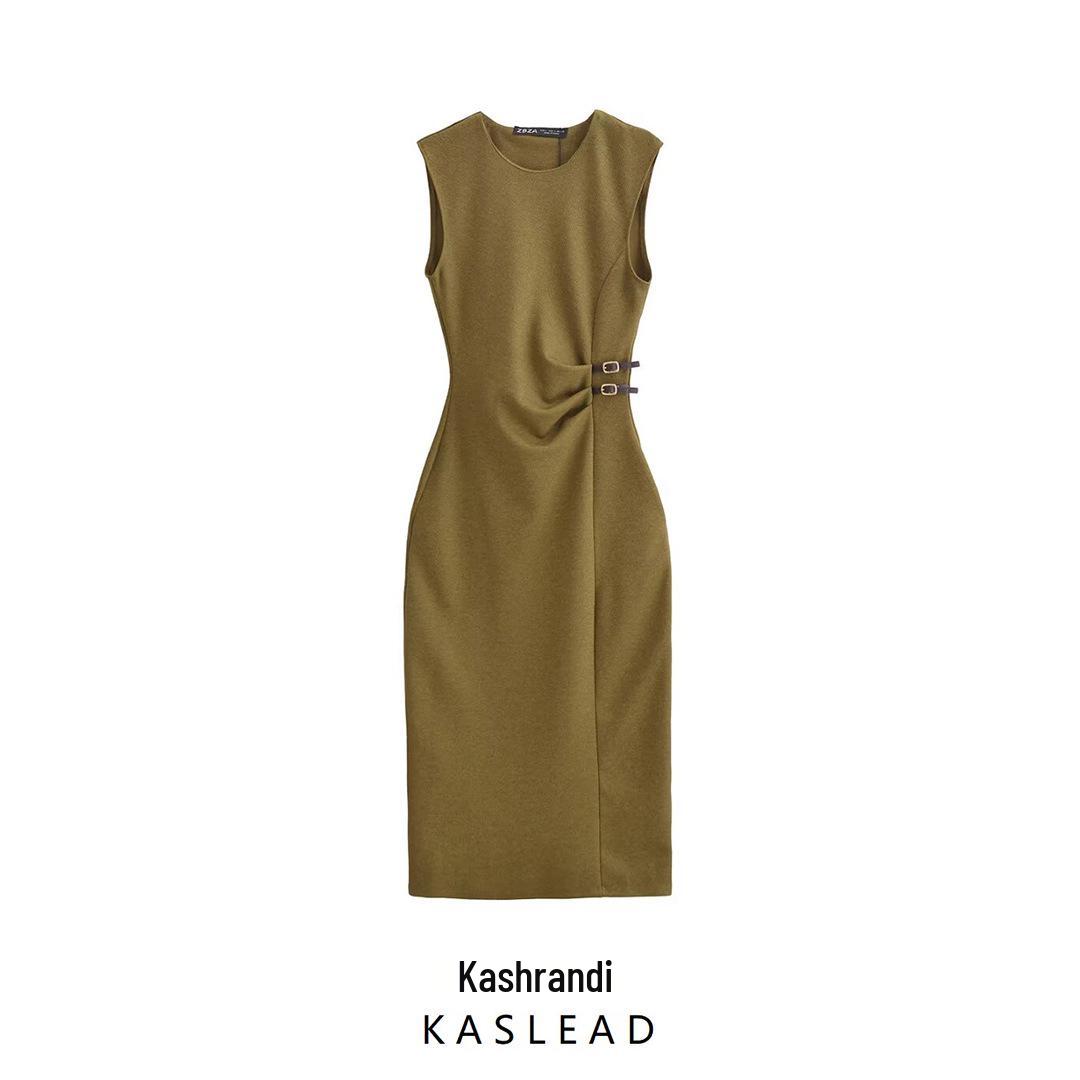 

2025 Spring Women s European & American Style Sleeveless Midi Dress Extra Small