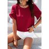 Women's Summer Solid Color Polka Dot Round Neck Short-sleeved Top for Women Shirt