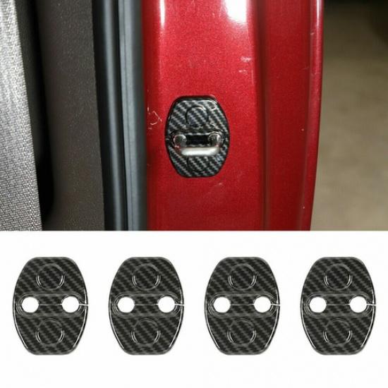 4X Carbon Fiber Door Lock Covers Protection for 14-18 Chevy Silverado/GMC Sierra