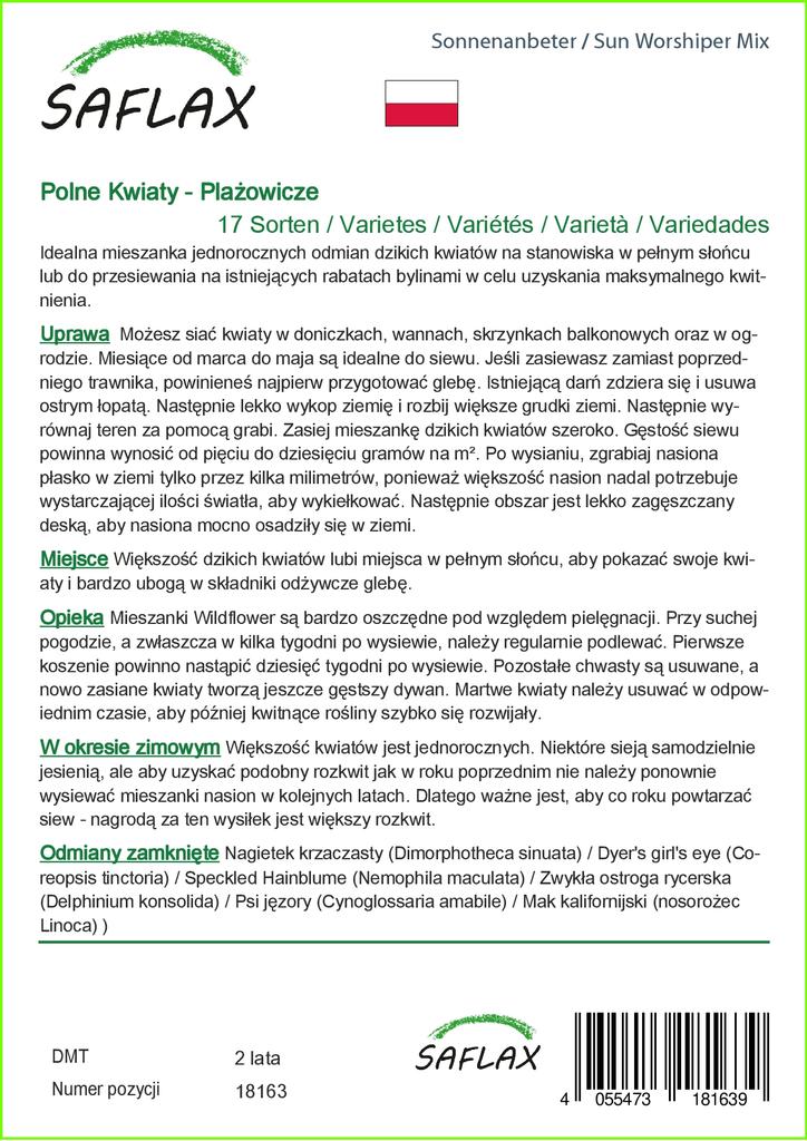 SAFLAX Sonnenanbeter-Mix – 1000 Samen – 17 Wildblumen-Mix