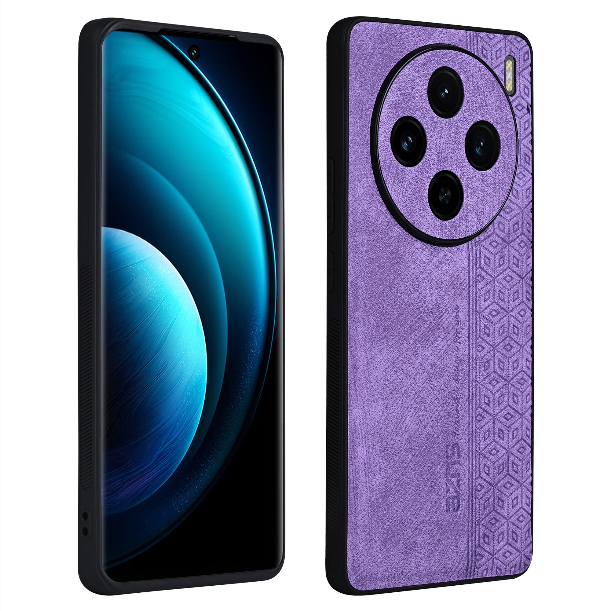 

For vivo X100s 5G Case Leather+TPU Shockproof Anti-Slip Phone Cover Purple