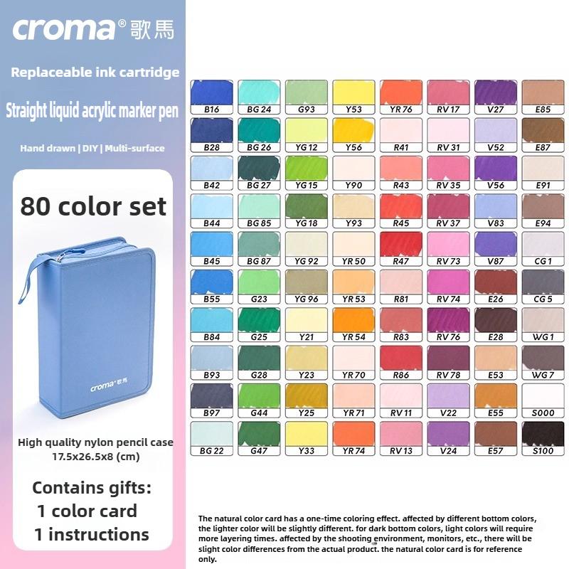 Croma 160/24 Color Replaceable Ink Refill Liquid Soft Tip Acrylic Marker Non Toxic Waterproof School Office Supplies Stationery