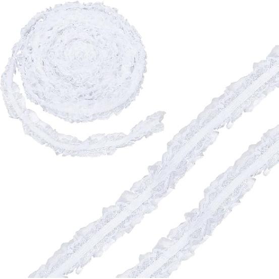 10,94 ярда оборки из ленты 1,57 дюйма плиссированное эластичное кружево оборки отделка полиэстер цветок эластичная кружевная отделка двухслойная плиссированная шифоновая эластичная отделка