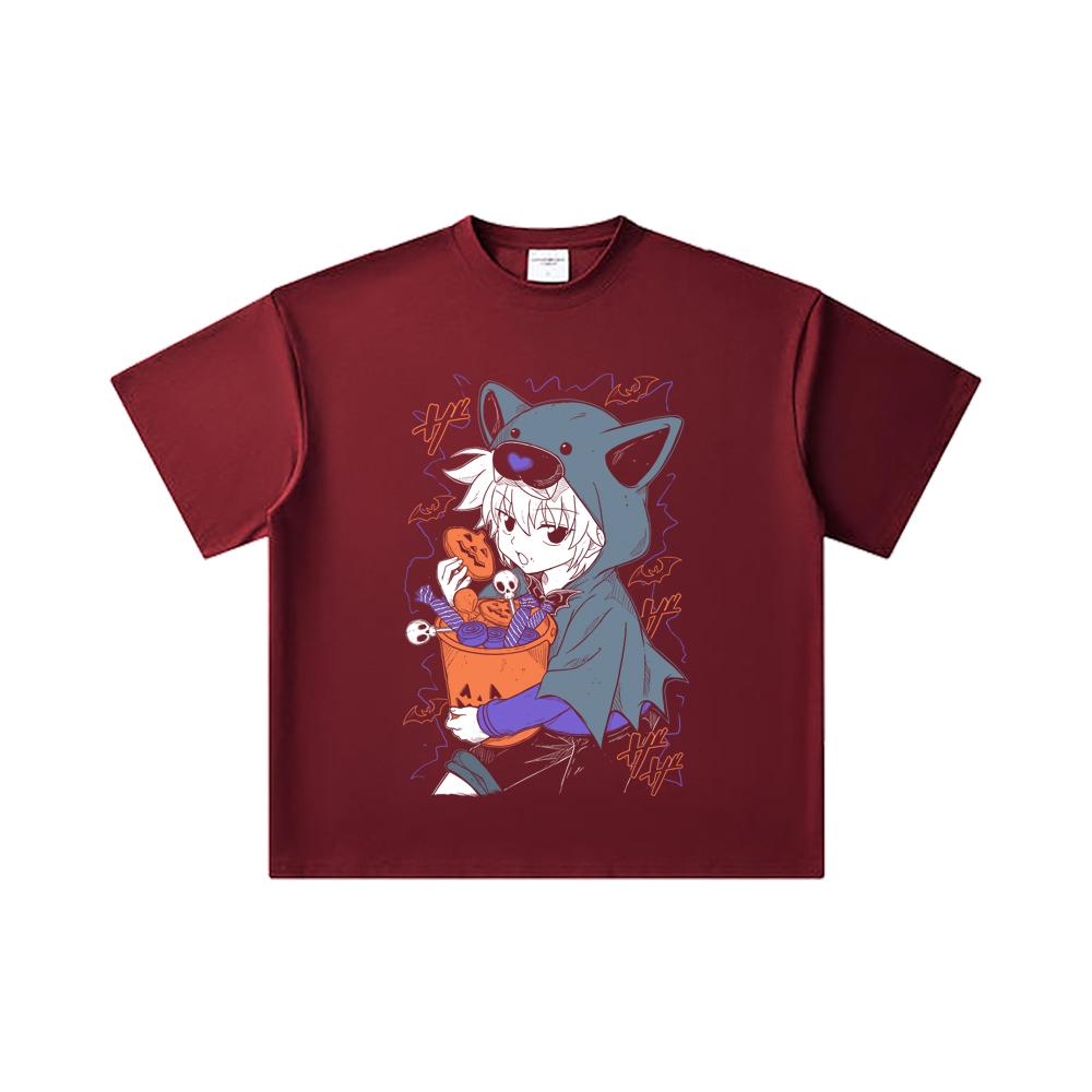 260 GSM Double Yarn 32 Count 100% Cotton HXH V10 Killua Halloween Print Unisex Heavy Cotton T Shirt