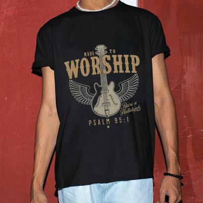 Made To Worship Religious TShirt Mens and Womens Short Sleeve Cotton Tees Retro HipHop Tops Summer Blouse Men Clothing