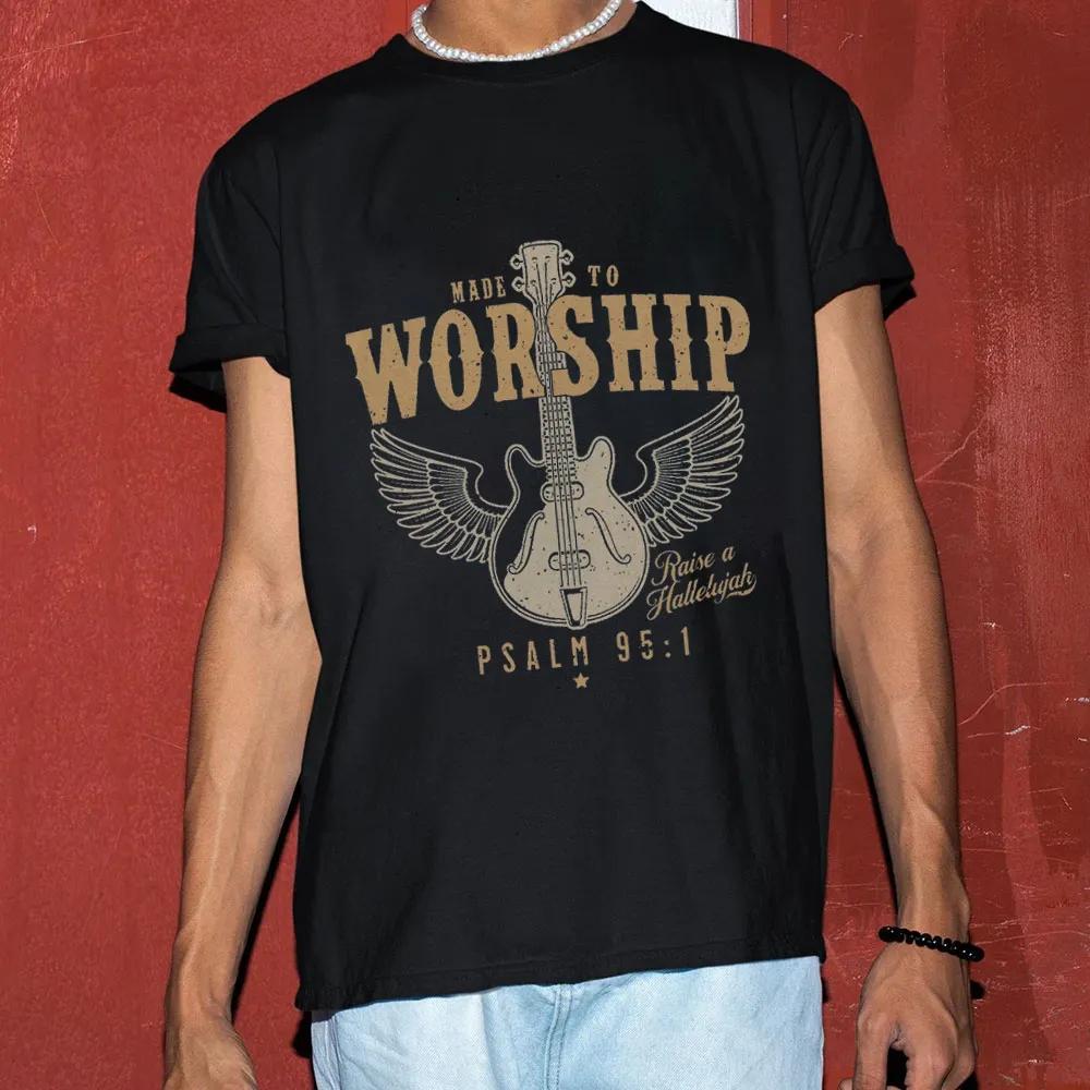 Made To Worship Religious TShirt Mens and Womens Short Sleeve Cotton Tees Retro HipHop Tops Summer Blouse Men Clothing