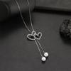 Alloy Sweater Necklace Crystal Tassel Pearl Pendant New Flower Crystal Pendant  for Women