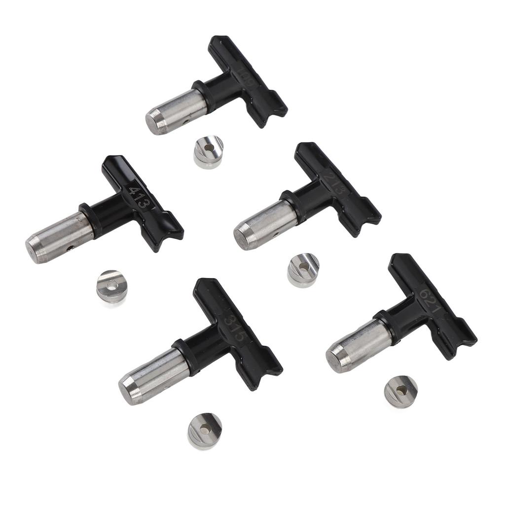 5 Set Airless Sprayer Düsen Farbspritzpistole Spritzmaschine Teile 109 213 315 413 621 Düse Schwarz