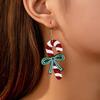 Fashionable Christmas Candy Cane Bow Earrings - Creative, Versatile Holiday Jewelry Gift
