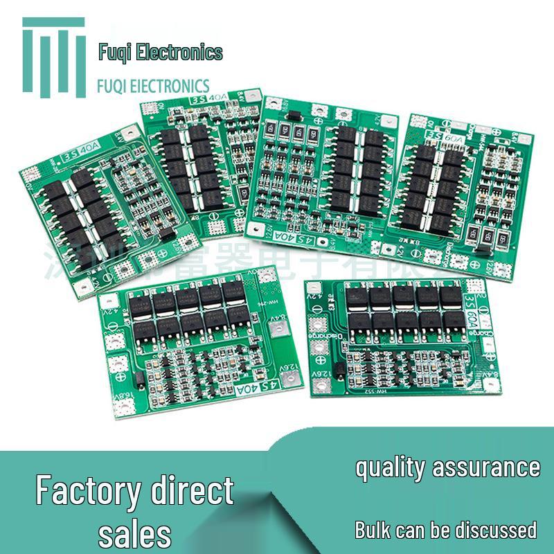 40A/60A Balanced Enhanced Lithium-Ion Battery Charger Protection Board for 3/4 Series, Electric Drill Compatible