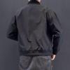 Men's Trendy Japanese Retro Black Baseball Windbreaker with Stand Collar: Spring/Autumn Stylish Casual Jacket