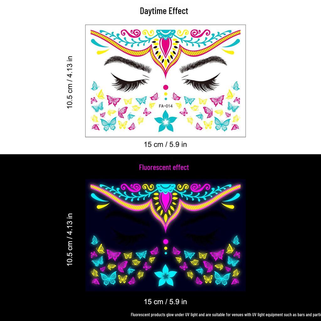 Creative Fluorescent Waterproof Full Arm and Face Tattoo Sticker