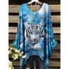 Camiseta de Mujer Moda Leopardo Impresión 3D Tops Verano Sexy Cuello Redondo Manga Corta Camiseta Calle Casual Holgada Ropa de Mujer
