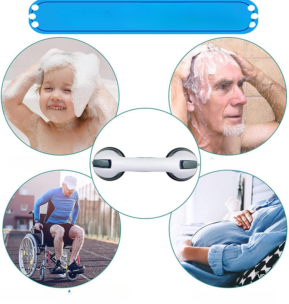 New Shower Handle Grab Bars Ultra Grip Dual Locking Safety Suction Cups Helping Handle Anti Slip Support for Toilet Bathroom