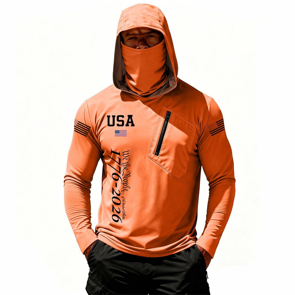 Camiseta Casual con Capucha de Manga Larga para Hombre con Protección Solar