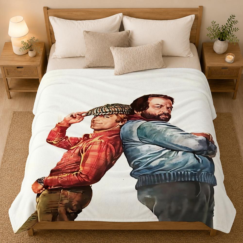 Terence Hill and Bud Spencer Actors Throw 240g flannel blanket, suitable for sofas, beds, offices, exquisite gift blankets