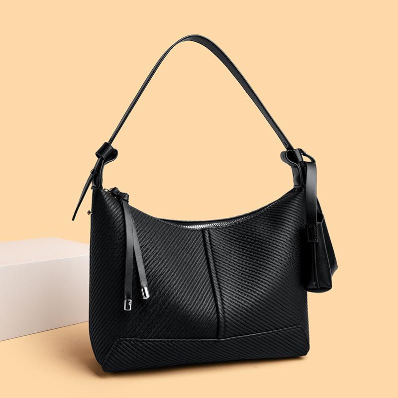 Women's Textured Hobo Bag Stylish Shoulder Bag with Detachable Small Pouch for Daily Use