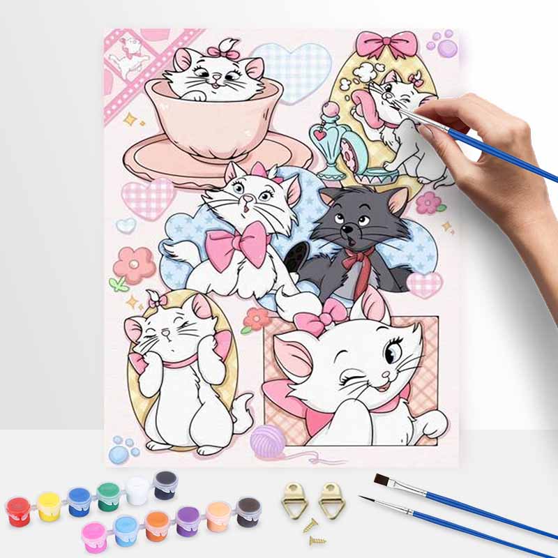 Disney Marie Cat oil painting painting art handmade diy painting home decoration gift 20x30cm