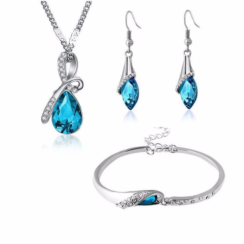 

Блестящие стразы, ожерелье, серьги, браслет, женские модные свадебные комплекты украшений