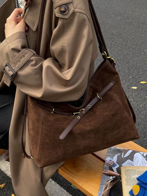 2024 Retro Fashion Large Capacity Women's Frosted Tote - Versatile Autumn/Winter Shoulder Bag