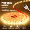 AC 220V Led Strip Lights High Brightness 2835 120 LEDs/M Flexible LED Tape Ribbon Waterproof Diode Rope Light Adhesive EU UK