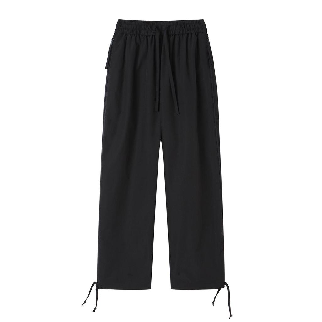 Men's Hong Kong Style Ice Silk Cargo Pants - Summer 2025, Thin, Quick-Drying, Side Zipper, Mesh Casual Pants.