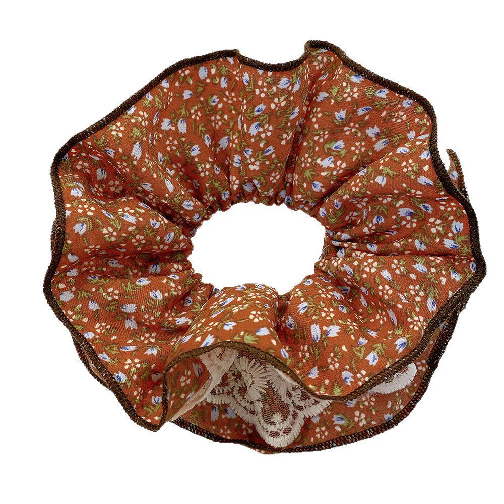 Fresh Floral Lace Hair Tie - Large French Style Scrunchie for Girls