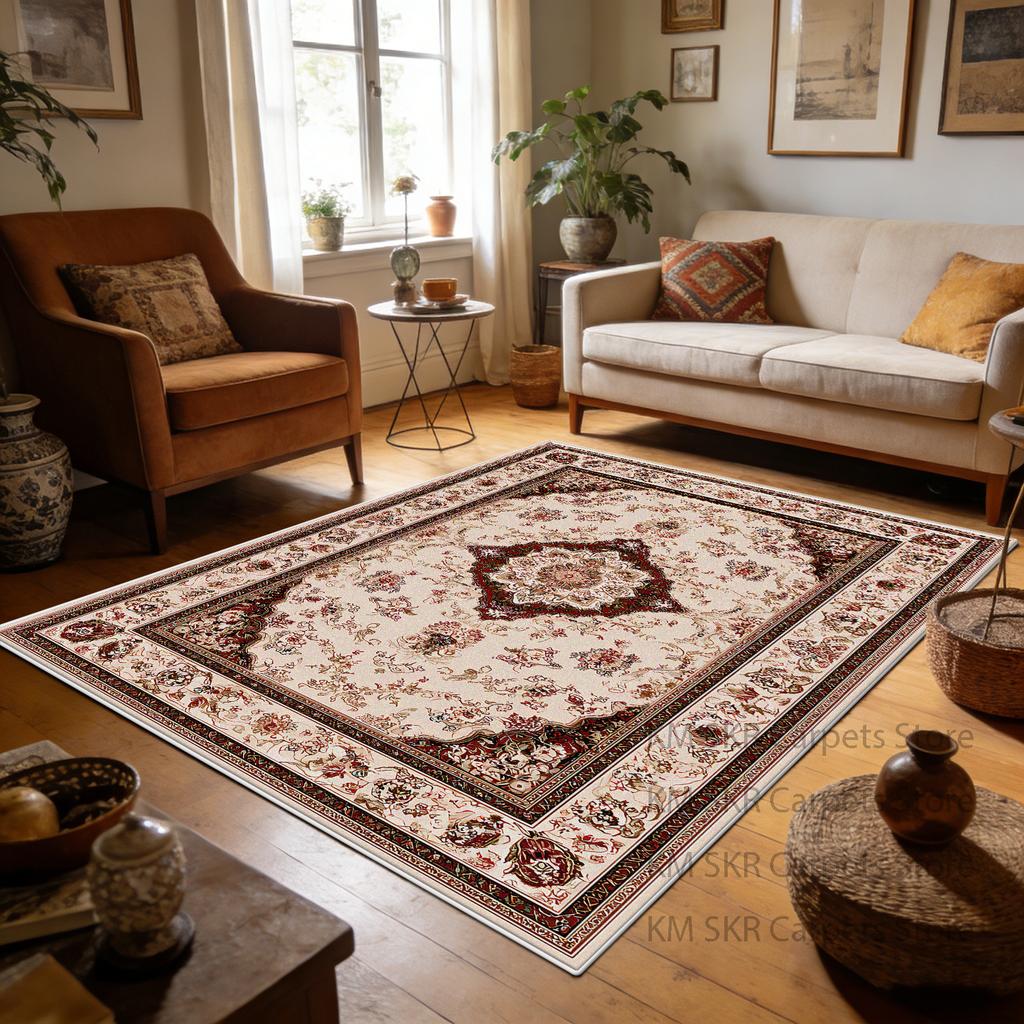 Persian Retro Luxury Living Room Carpet Washable Non-slip Decoration Bedroom Floor Mat Soft Fluffy Lounge Study Sofa Rug 200x300