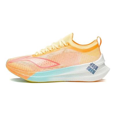 Li Ning Feidian 2.0 Elite Einteilig Gestrickte Laufschuhe mit Hohem Rückprall Damen Laufschuhe Fluoreszierend-Gelb ARMS020-3