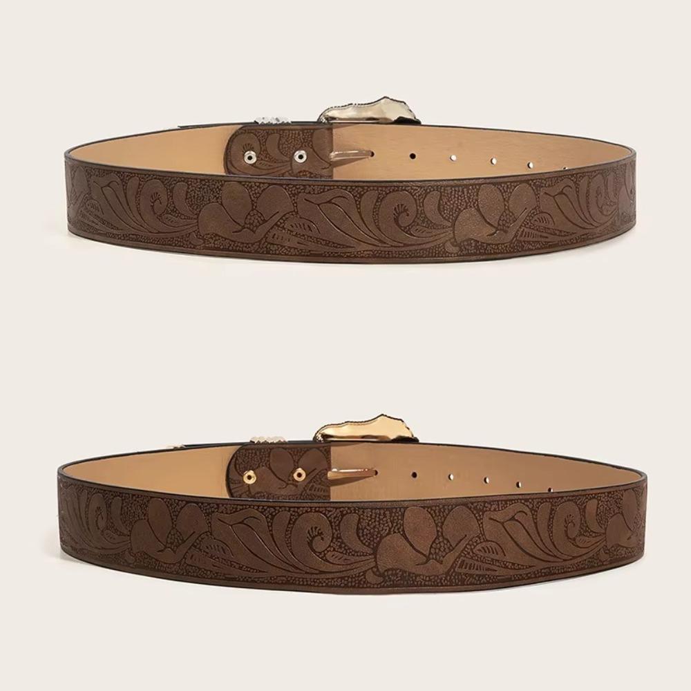 Vintage PU Leather Waistband Versatile Cowgirl Waist Belt Luxury Jeans Belt
