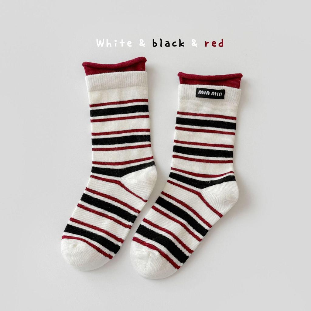 Kinder Frühling & Herbst Miu Serie Baumwollsocken - Winterstil gerollter Rand Mid-Tube für Jungen & Mädchen