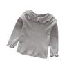 Baby Girl Kids Cotton Peter Pan Collar Long Sleeve Solid Color Top Cute T-shirt for Babys